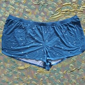 Stars Above Blue White Circle Design Pajama Casual Shorts Women's Size 4X